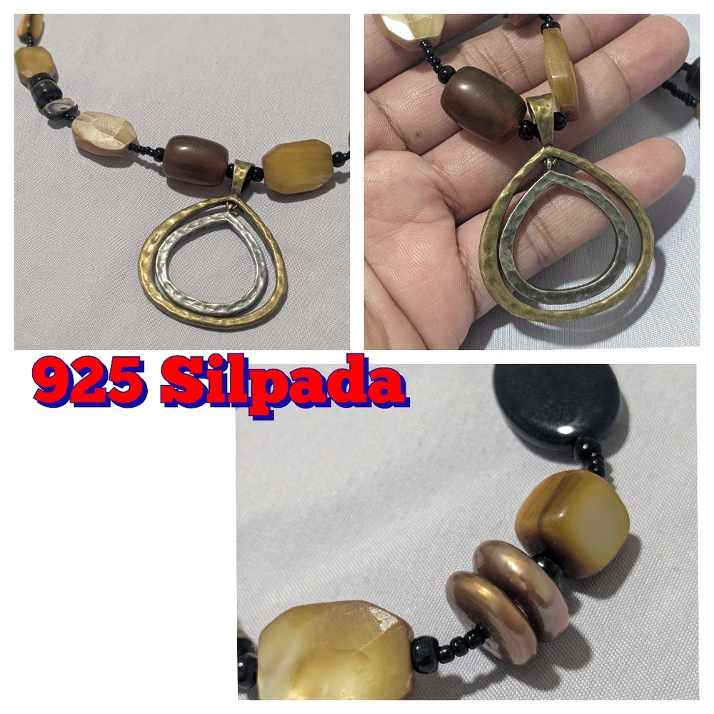 Vintage Silpada 925 Sterling Silver-Brass Pendant Necklace
